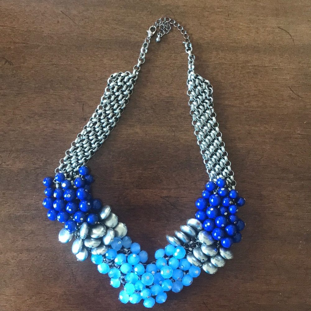 Gorgeous Blue & Gray statement necklace